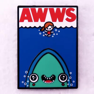 AWWS Jaws Movie Inspired Enamel Pin – Cute Cartoon Shark Collectible